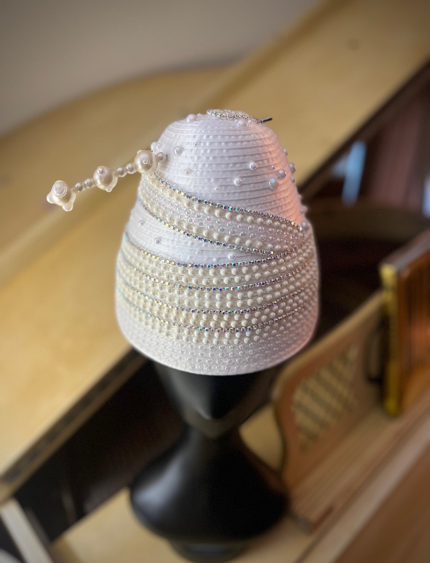 Intricate White Cone-Turban Crown