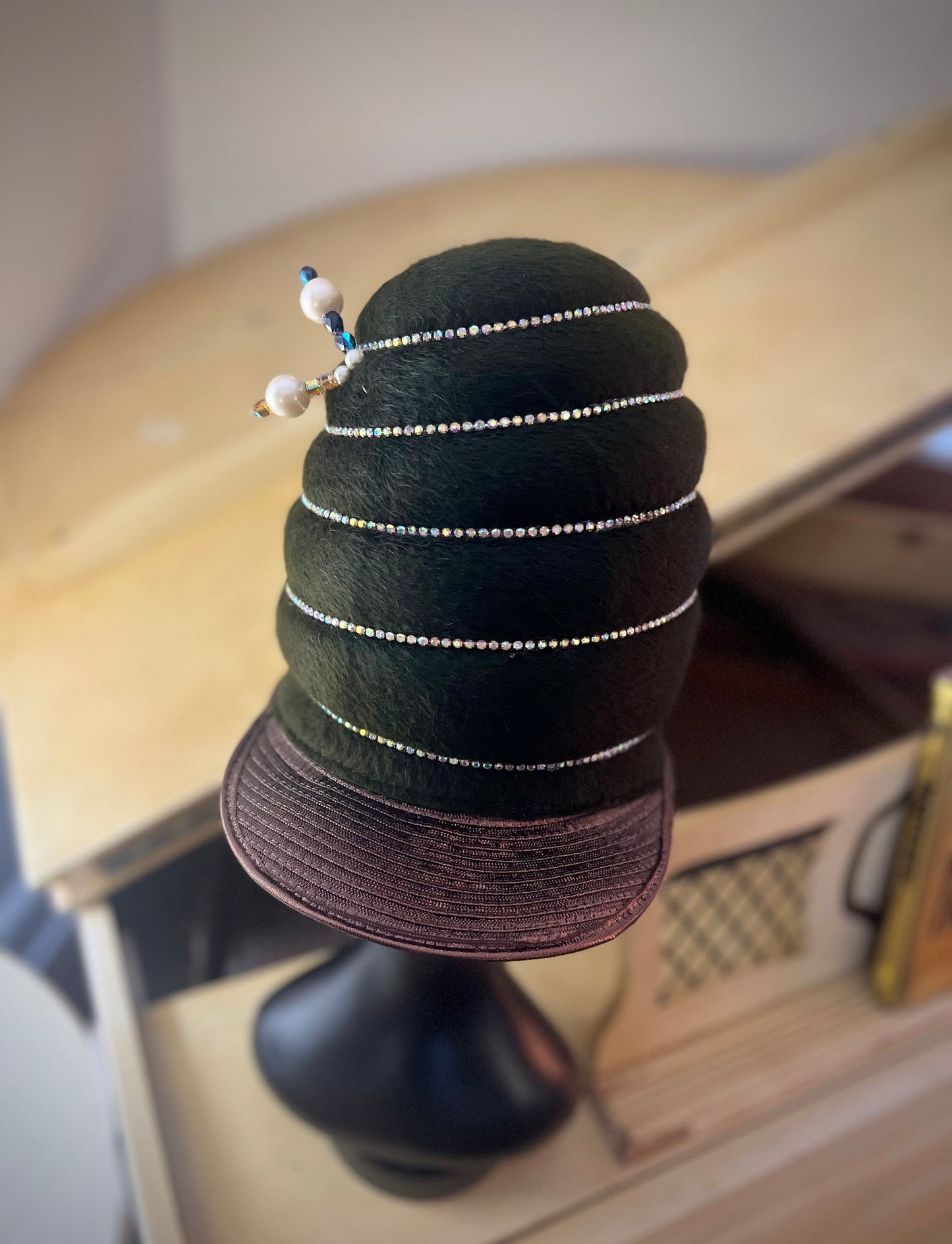 Olive & Brown Karat Fur Felt Captain Crown