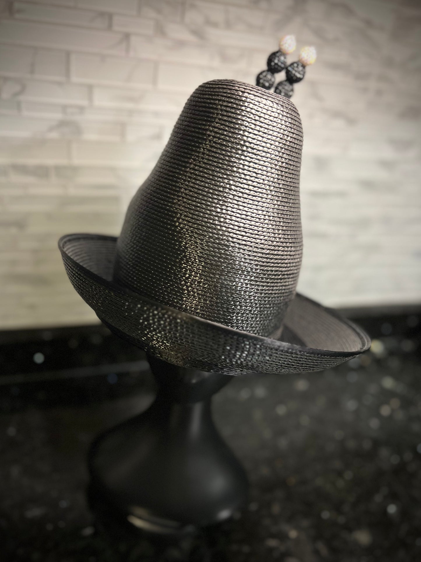 Black Swiss Braid Brimmed Crown