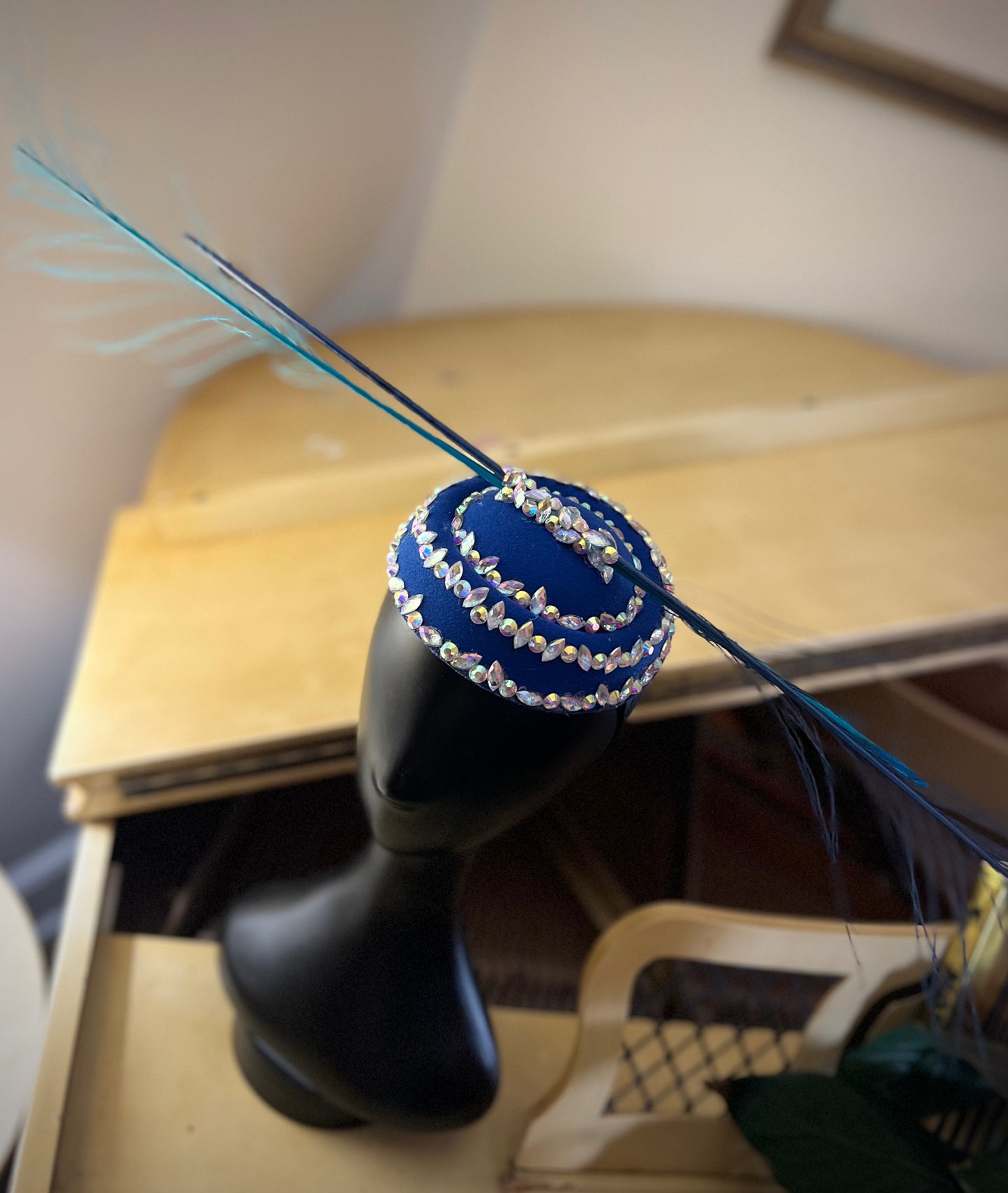 Blue Bumper Crystal Peacock Headpiece