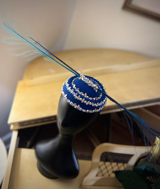 Blue Bumper Crystal Peacock Headpiece