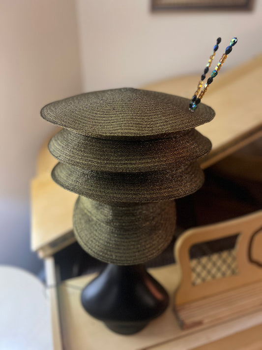 Beautiful Black-Gold Shimmer Accordion Captain Hat